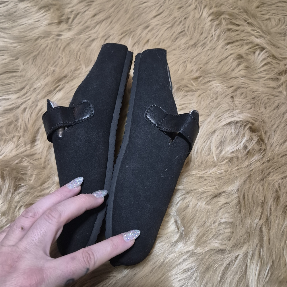 Black Women's Slip-On Clogs Fur Lining - Picture 4 of 6